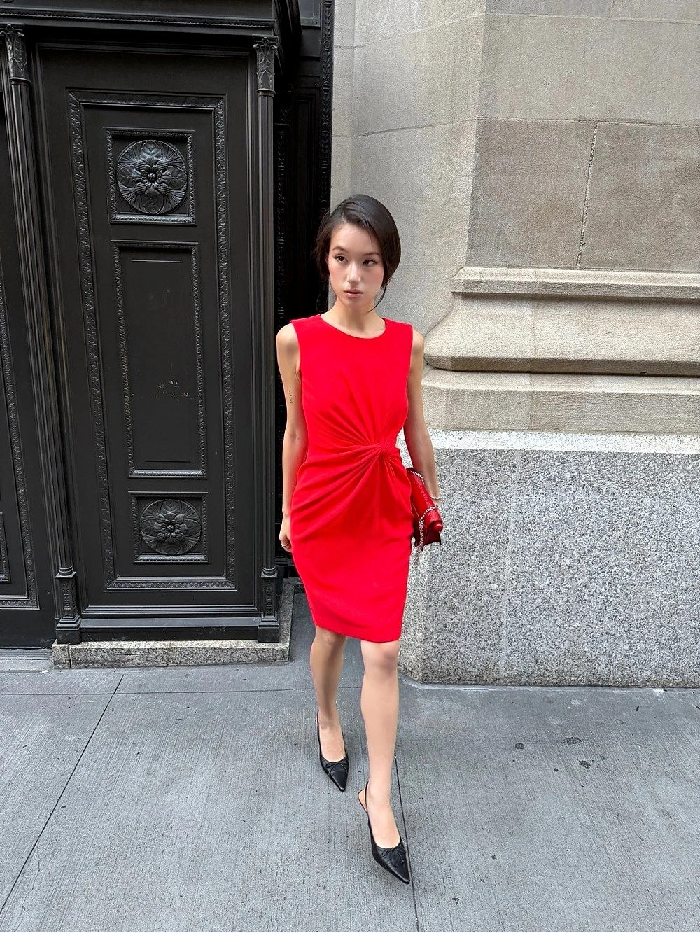 Vintage Christian Dior Red Midi Dress Like New